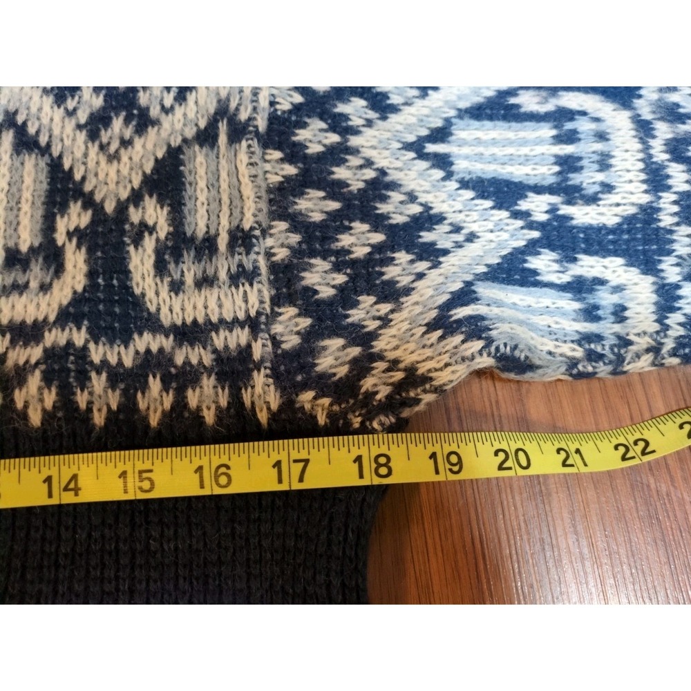 Vtg Viking Ships Nordstrikk Wool Norwegian Sweater Blue/White Sz 38 S/M (18x23) - Picture 8 of 14